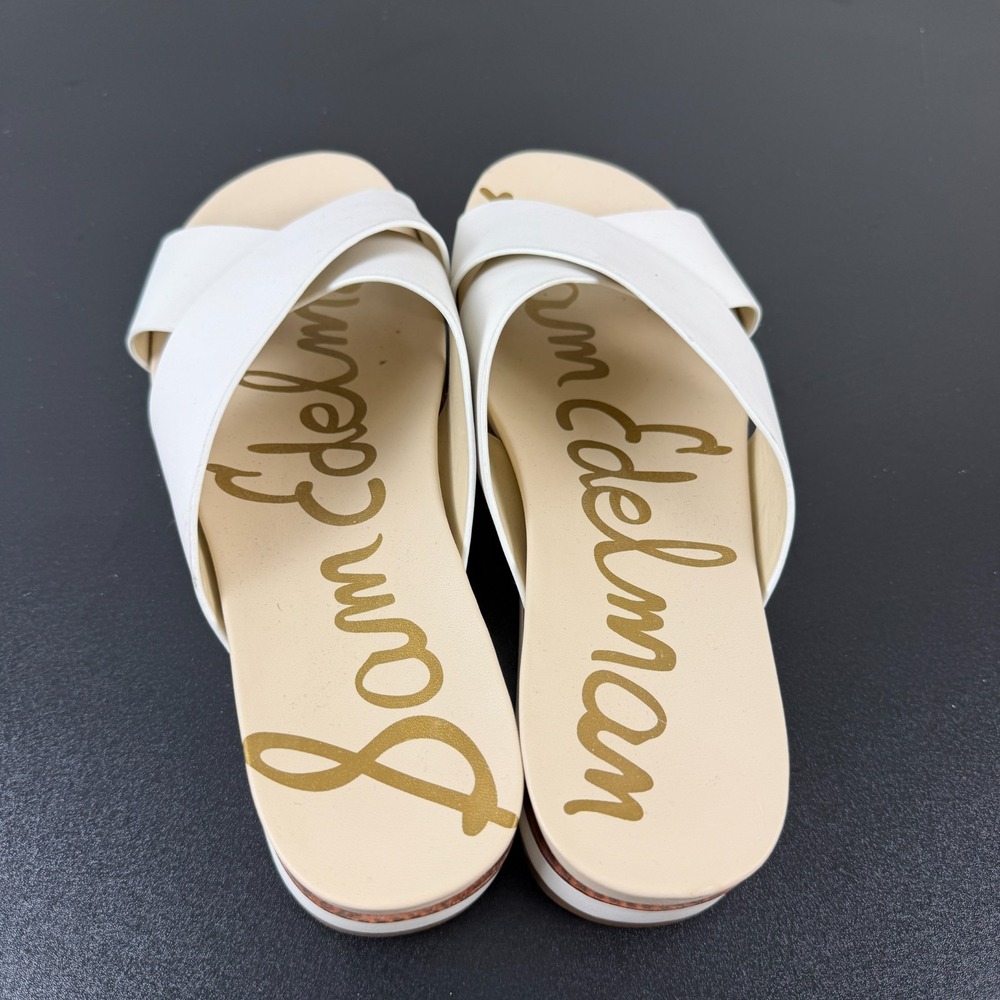 Sam Edelman Audrea Slide Sandals Womens 9.5M White Leather Crisscross Strap - Picture 10 of 15